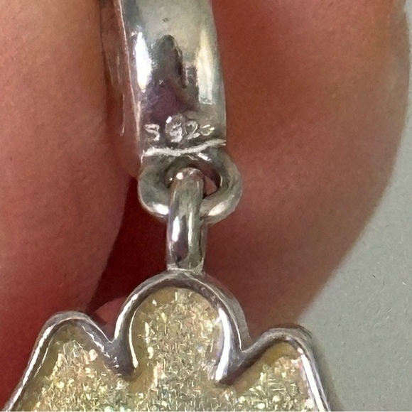 Pandora Snow Angel Enamel Heart Rare Retired Dangle Bead Charm - Picture 5 of 6